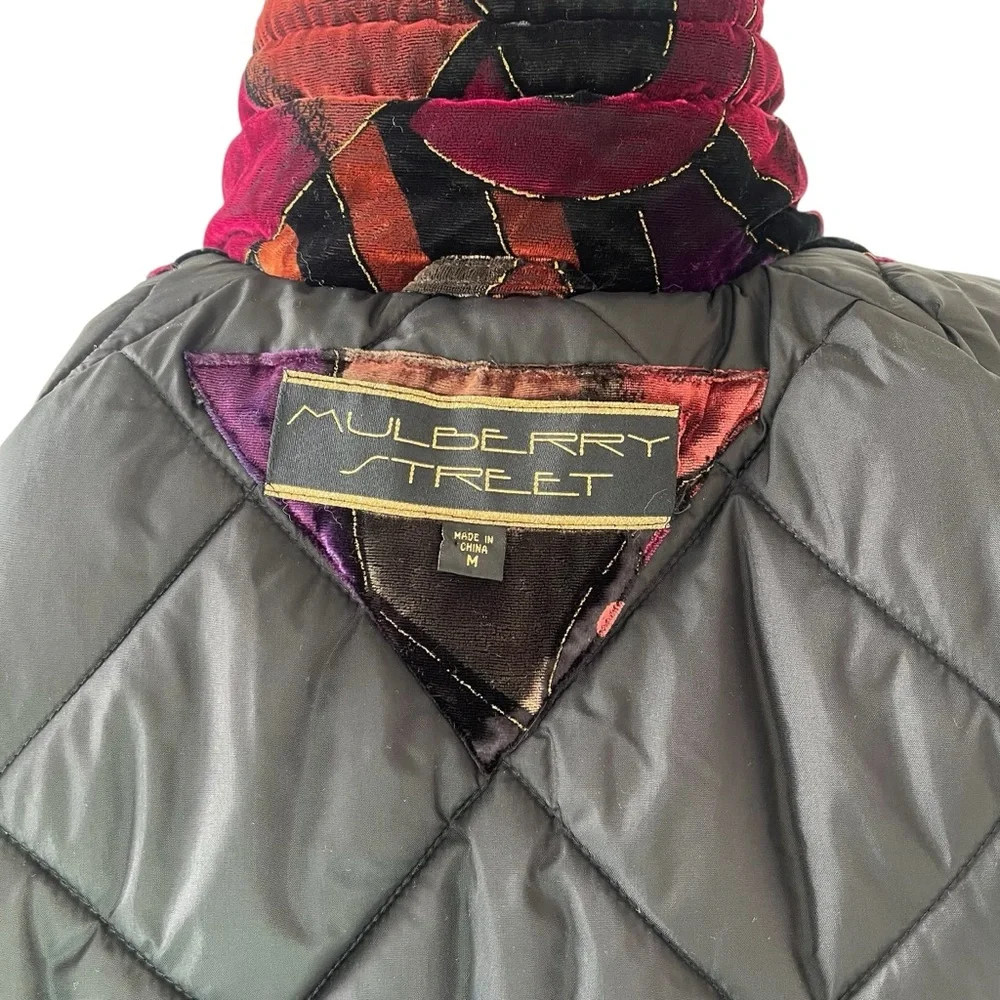 Vintage velvet Mulberry Street insulated winter coat M multicolor jewel tones - Picture 12 of 16